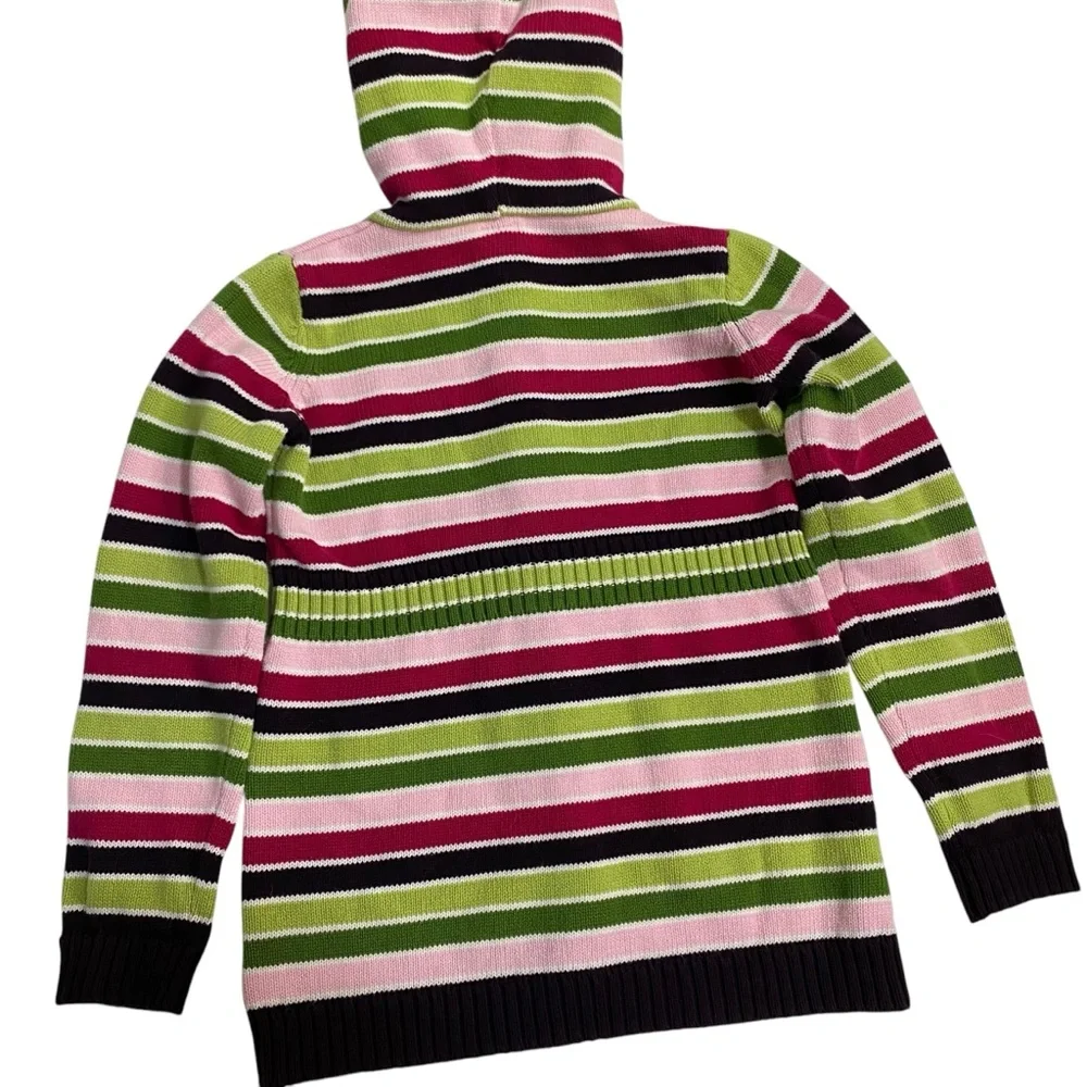 GYMBOREE Sweater Cardigan Button Up Hoodie Size 7/8 Pink Green Knit Warm